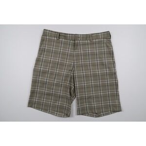 Nike‎ Men's 36 Brown Plaid Performance Golf Shorts Stretch Flat Front